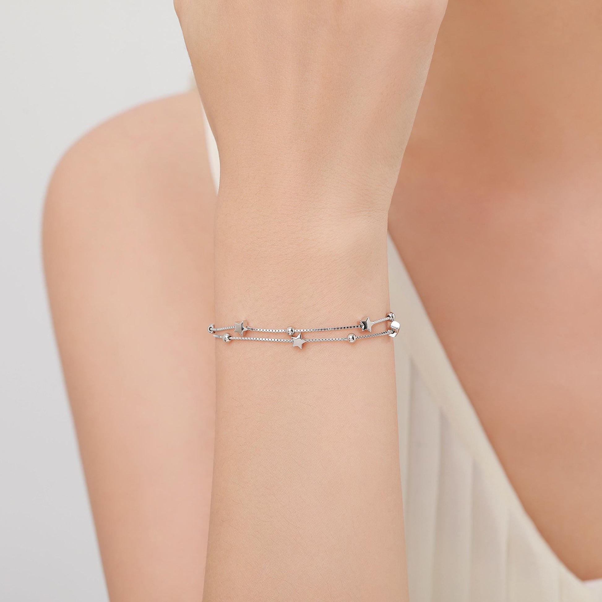 Sterling Silver Tiny Little Twinkle Stars Charm Bracelet, Anklet or Necklace - Adjustable - Sweet, Cute and Whimsical jewellery