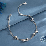Sterling Silver Tiny Little Twinkle Stars Charm Bracelet, Anklet or Necklace - Adjustable - Sweet, Cute and Whimsical jewellery