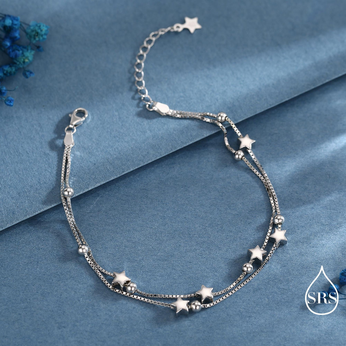 Sterling Silver Tiny Little Twinkle Stars Charm Bracelet, Anklet or Necklace - Adjustable - Sweet, Cute and Whimsical jewellery