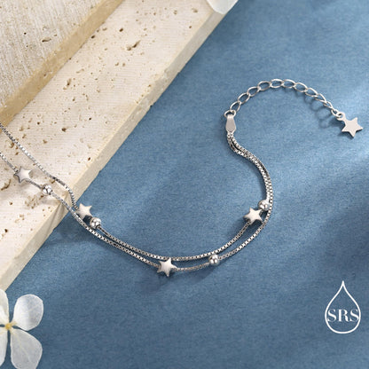 Sterling Silver Tiny Little Twinkle Stars Charm Bracelet, Anklet or Necklace - Adjustable - Sweet, Cute and Whimsical jewellery