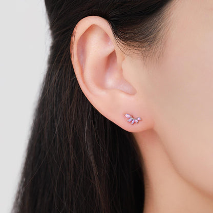 Sterling Silver Purple Opal Marquise Cluster Stud Earrings, Silver and Gold, Opal Earrings, Lab Opal Mini Crawler Earrings, Minimalist