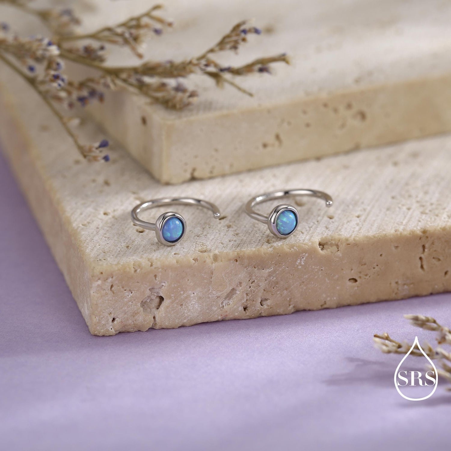 Minimalist Opal Huggie Hoop Threader Earrings in Sterling Silver, Gold or Silver, Pull Through Open Hoop Earrings, Fire Opal and Blue Opal