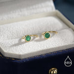 Genuine Green Onyx Huggie Hoop Earrings in Sterling Silver, 3mm Natural Green Onyx Open Hoops, Pull Through Threaders, Half Hoops, C Shape