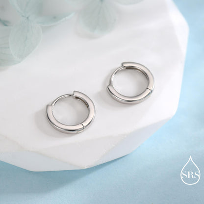 Minimalist Huggie Hoops in Sterling Silver, 6mm, 7mm, 8mm and 10mm Clicker Hoops, Rose Gold or Gold, Simple Sleeper Hoop Earrings
