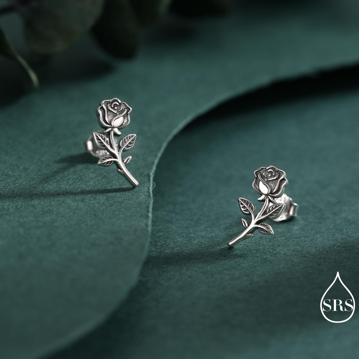 Oxidised Sterling Silver Rose Earrings, Silver, Gold or Rose Gold Finish, Rose Stud Earrings, Flower Blossom Earrings, Nature Inspired