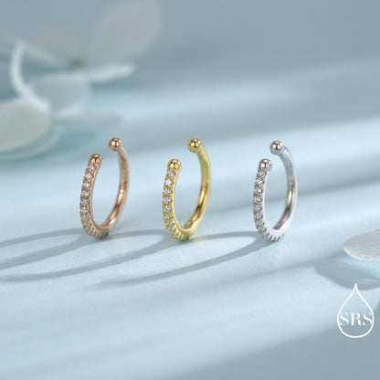 Sterling Silver CZ Ear Cuffs, No Piercing Earrings, Gold, Rose Gold or Silver Finish, For None-Pieced Earrings, Wrap Earrings