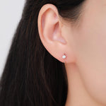 CZ Huggie Hoop Threader Earrings in Sterling Silver, 3mm Three Prong, Gold or Silver, Half Hoop Earrings, Pull Through Open Hoops
