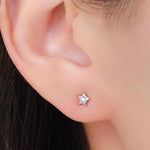 Tiny Amethyst Purple CZ Star Stud Earrings in Sterling Silver, Silver or Gold, Purple Crystal Star Earrings, Stacking Earrings