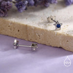 Tiny Sapphire Blue CZ Star Stud Earrings in Sterling Silver, Silver or Gold, Blue Crystal Star Earrings, Stacking Earrings