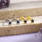 Tiny Sapphire Blue CZ Star Stud Earrings in Sterling Silver, Silver or Gold, Blue Crystal Star Earrings, Stacking Earrings