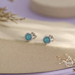 Sterling Silver Turquoise Stud Earrings, 3 or 4mm, Blue or Green Turquoise Gemstone, Bezel, Minimalist December Birthstone