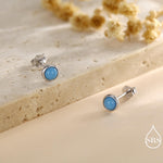 Sterling Silver Turquoise Stud Earrings, 3 or 4mm, Blue or Green Turquoise Gemstone, Bezel, Minimalist December Birthstone