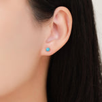 Sterling Silver Turquoise Stud Earrings, 3 or 4mm, Blue or Green Turquoise Gemstone, Bezel, Minimalist December Birthstone