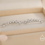 Sterling Silver Ear Crawler Earrings with Sparkly CZ Crystals, Silver, Gold or Rose Gold