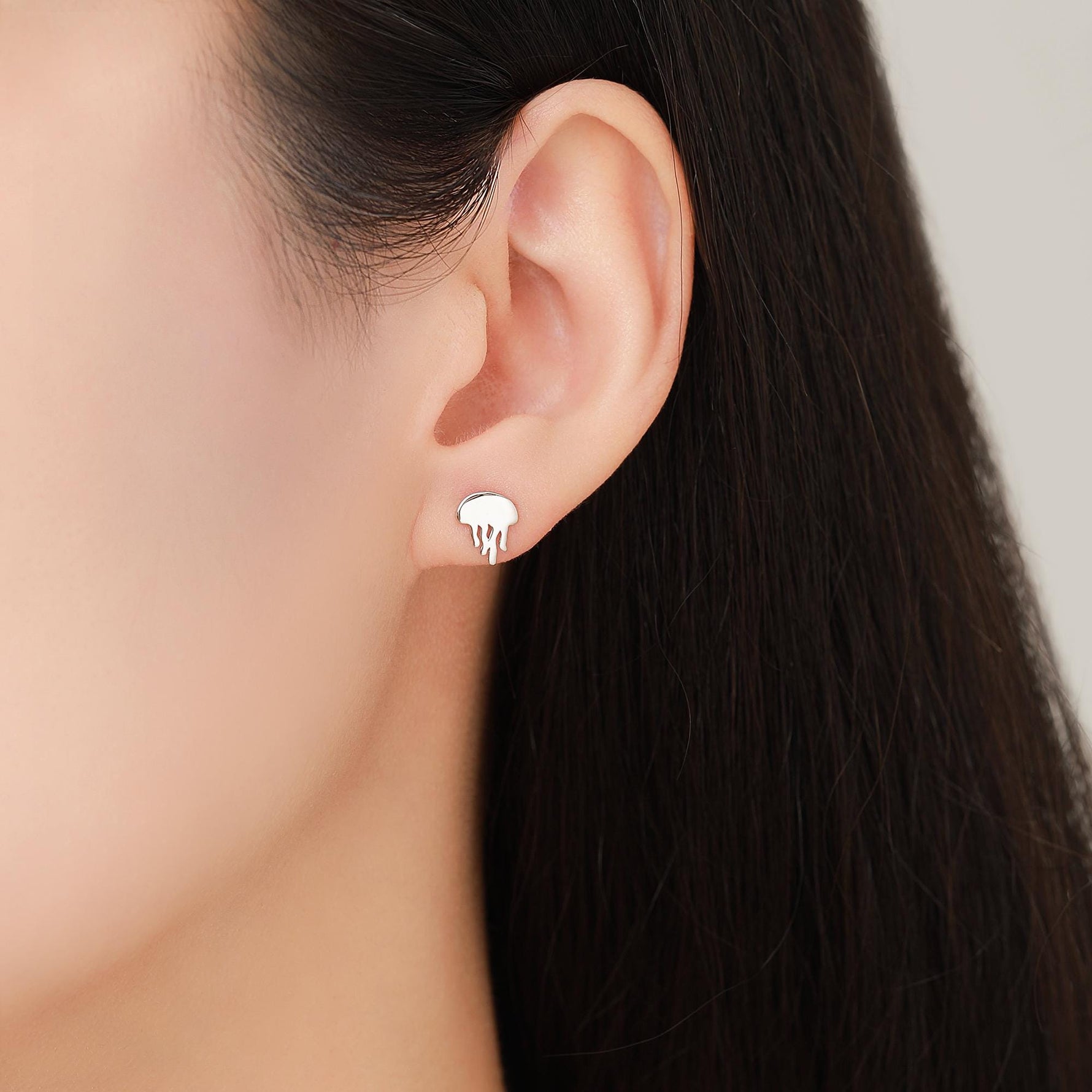 Cute Jellyfish Stud Earrings in Sterling Silver, Cute Dainty Animal Stud, Fish Earrings, Ocean Theme Jewellery