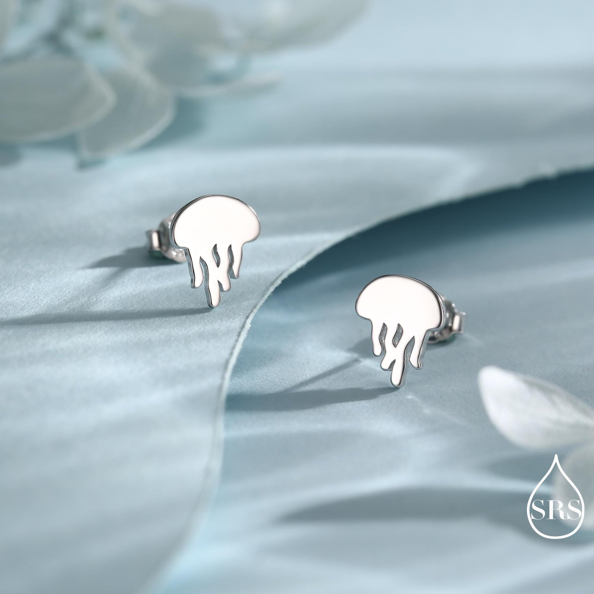 Cute Jellyfish Stud Earrings in Sterling Silver, Cute Dainty Animal Stud, Fish Earrings, Ocean Theme Jewellery