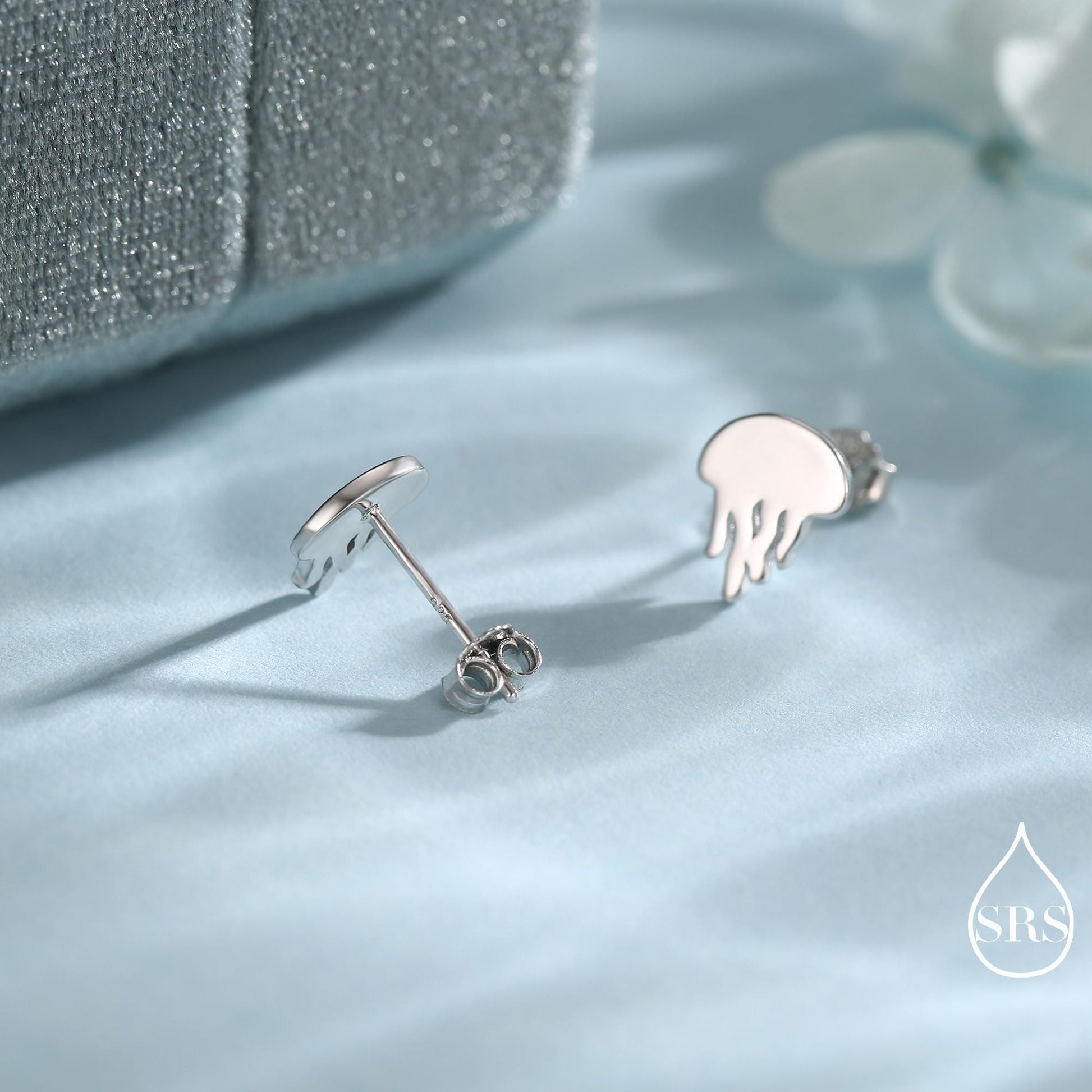 Cute Jellyfish Stud Earrings in Sterling Silver, Cute Dainty Animal Stud, Fish Earrings, Ocean Theme Jewellery