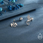 Mismatched Dragon 18G Screw Back in Sterling Silver