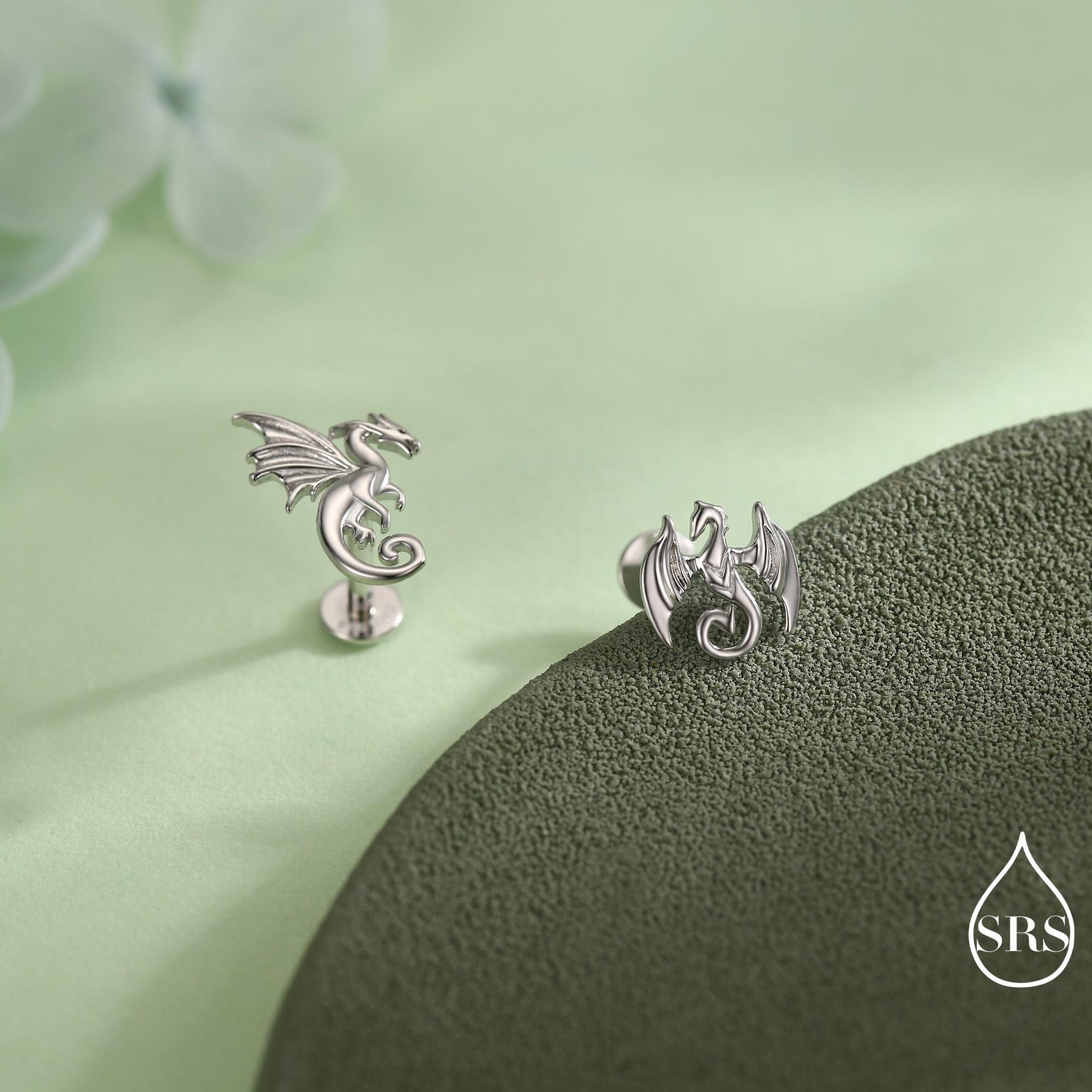 Mismatched Dragon 16G Flat Back in Sterling Silver