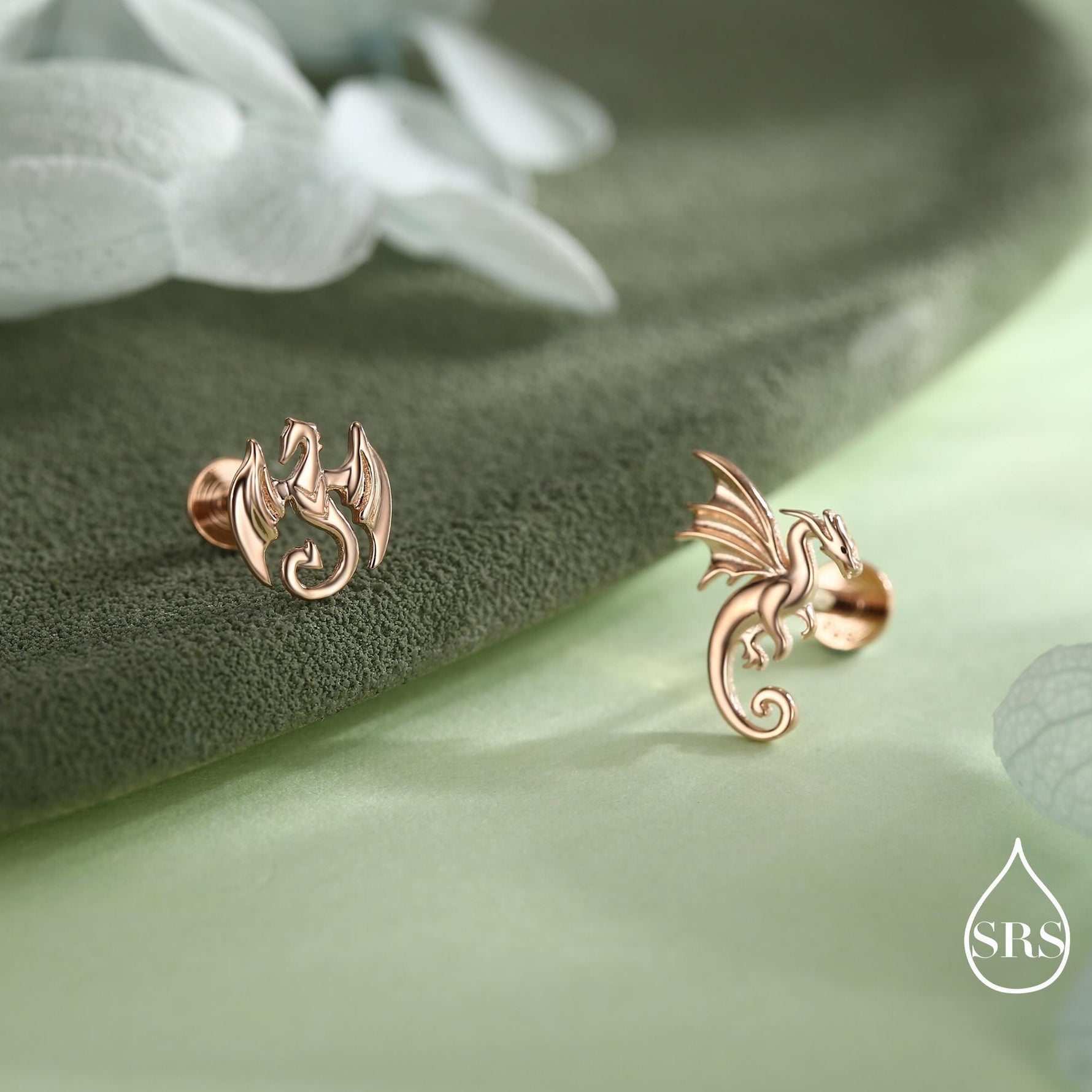 Mismatched Dragon 16G Flat Back in Sterling Silver