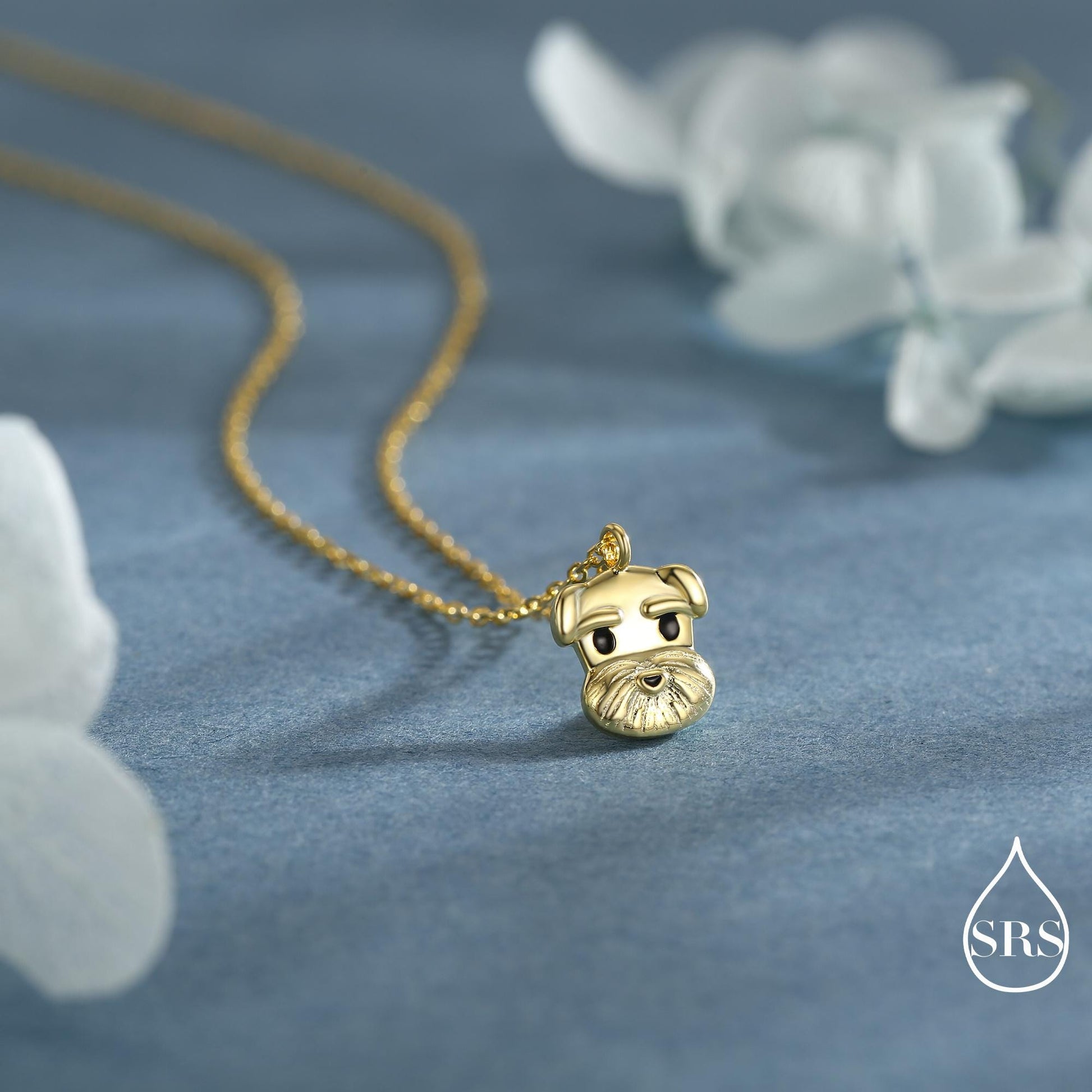 Schnauzer Dog Pendant Necklace in Sterling Silver, Shark Necklace, Small Schnauzer Pendant, Silver or Gold, Schnauzer Necklace