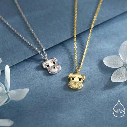 Schnauzer Dog Pendant Necklace in Sterling Silver, Shark Necklace, Small Schnauzer Pendant, Silver or Gold, Schnauzer Necklace