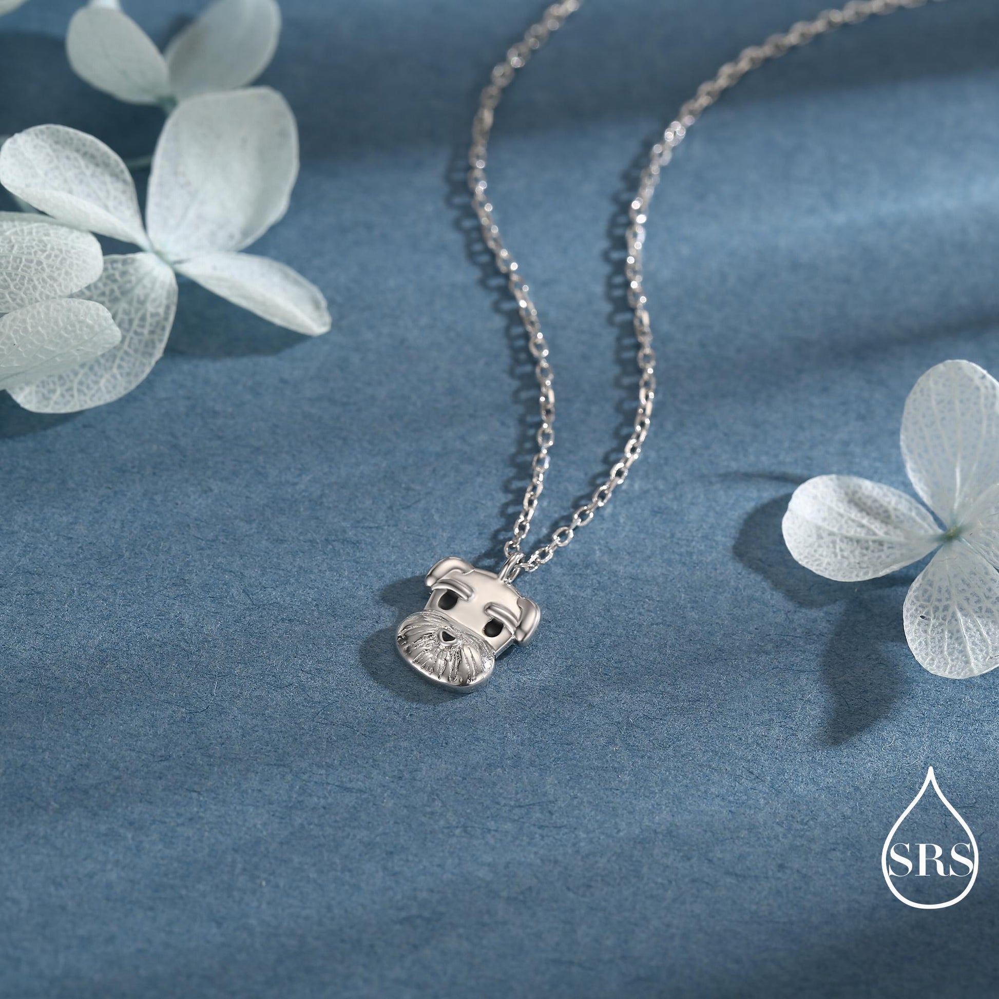 Schnauzer Dog Pendant Necklace in Sterling Silver, Shark Necklace, Small Schnauzer Pendant, Silver or Gold, Schnauzer Necklace