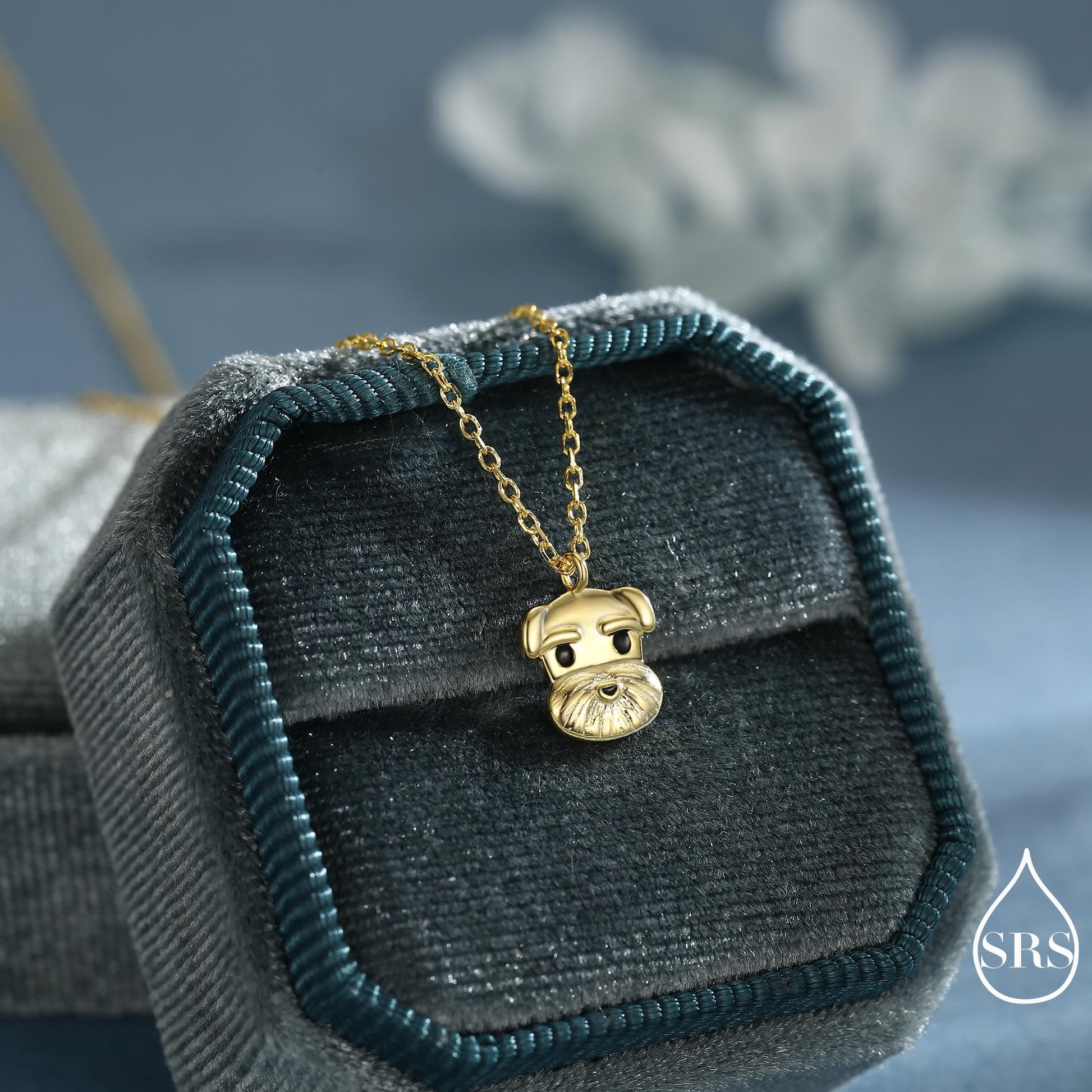 Schnauzer Dog Pendant Necklace in Sterling Silver, Shark Necklace, Small Schnauzer Pendant, Silver or Gold, Schnauzer Necklace