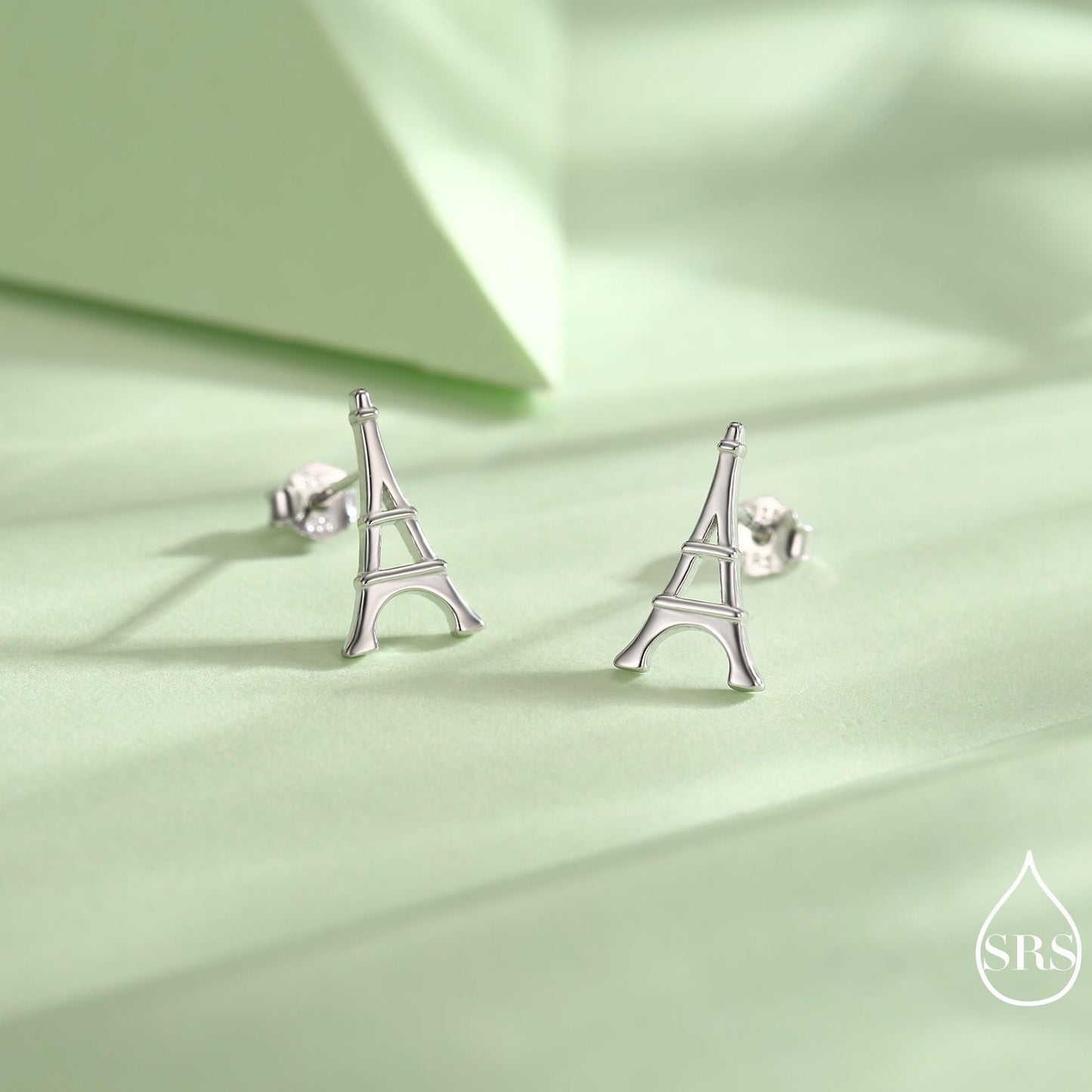 Sterling Silver Eiffel Tower Stud Earrings – Minimalist Paris Inspired Jewellery – Available in Silver, Gold or Rose Gold Finish