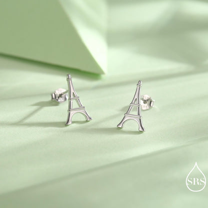Sterling Silver Eiffel Tower Stud Earrings – Minimalist Paris Inspired Jewellery – Available in Silver, Gold or Rose Gold Finish