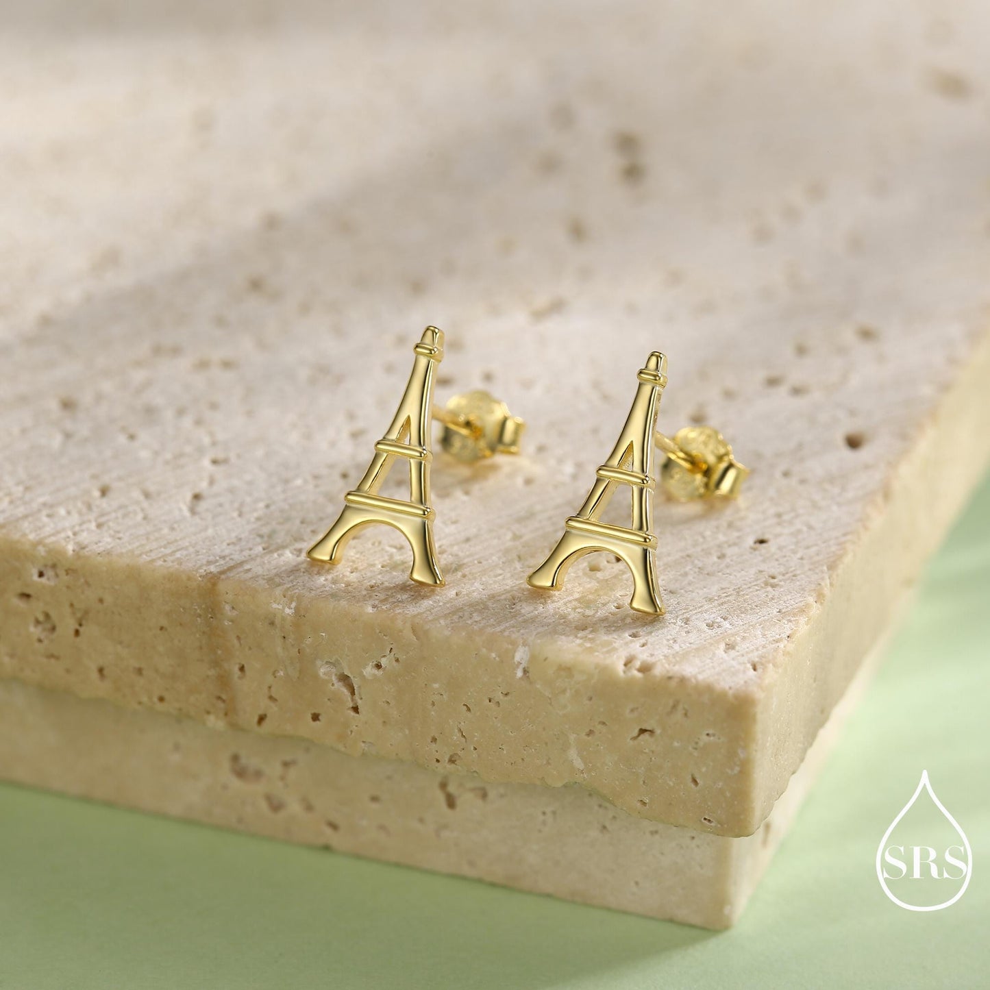 Sterling Silver Eiffel Tower Stud Earrings – Minimalist Paris Inspired Jewellery – Available in Silver, Gold or Rose Gold Finish