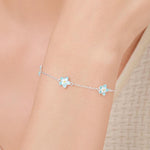 Enamel Forget Me Not Flower Trio Bracelet in Sterling Silver, Flower Bracelet, Blossom Bracelet, Forget-me-not Flower Bracelet