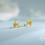 Phoenix Screw Back /Flat Back /Stud Earrings in Sterling Silver, Silver or Gold or Rose Gold Finish, Phoenix Earrings