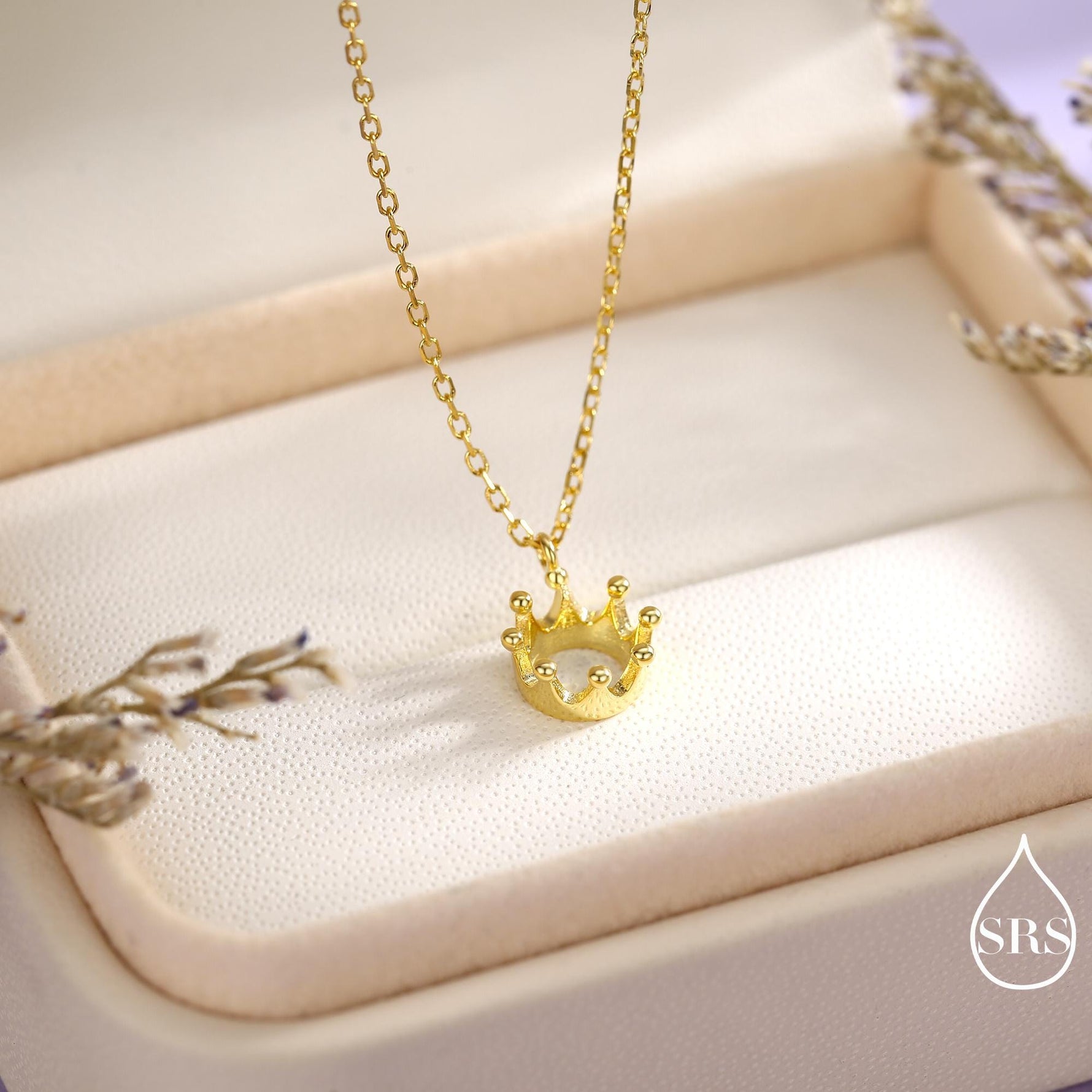 Tiny Crown Pendant Necklace in Sterling Silver, Silver or Gold, Little Crown Necklace