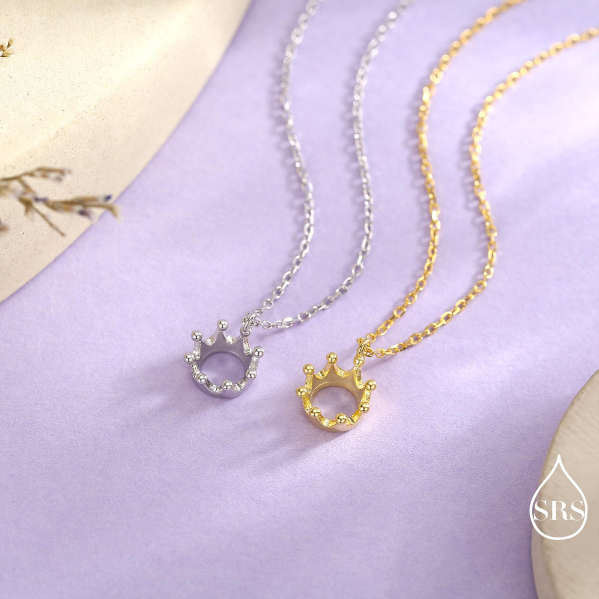 Tiny Crown Pendant Necklace in Sterling Silver, Silver or Gold, Little Crown Necklace