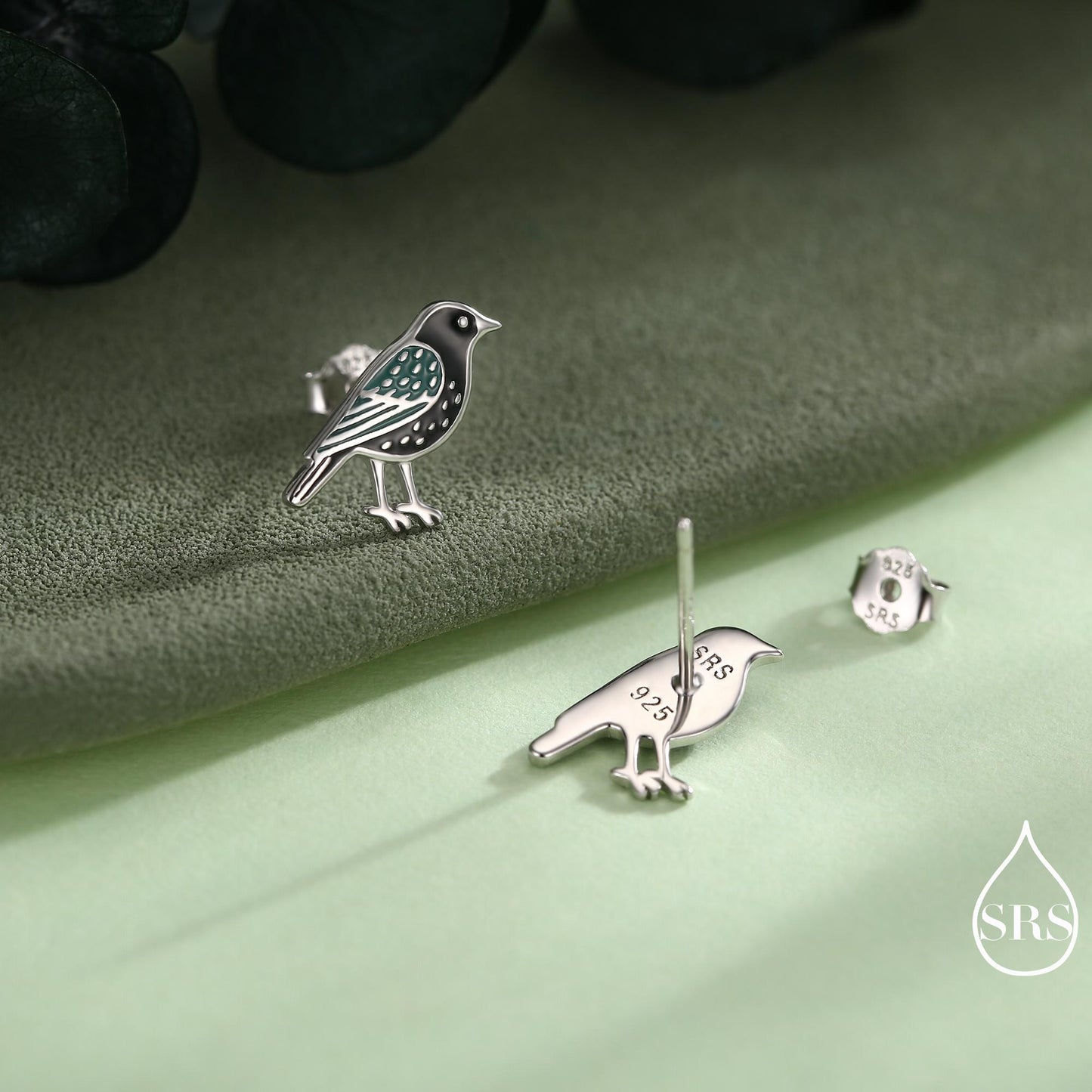 Starling Bird Stud Earrings in Sterling Silver, Silver or Gold, British Bird Earrings, Nature Inspired Animal Earrings