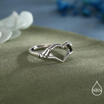Skeleton Hands Heart Sterling Silver Ring – Gothic Love Collection - Adjustable Size