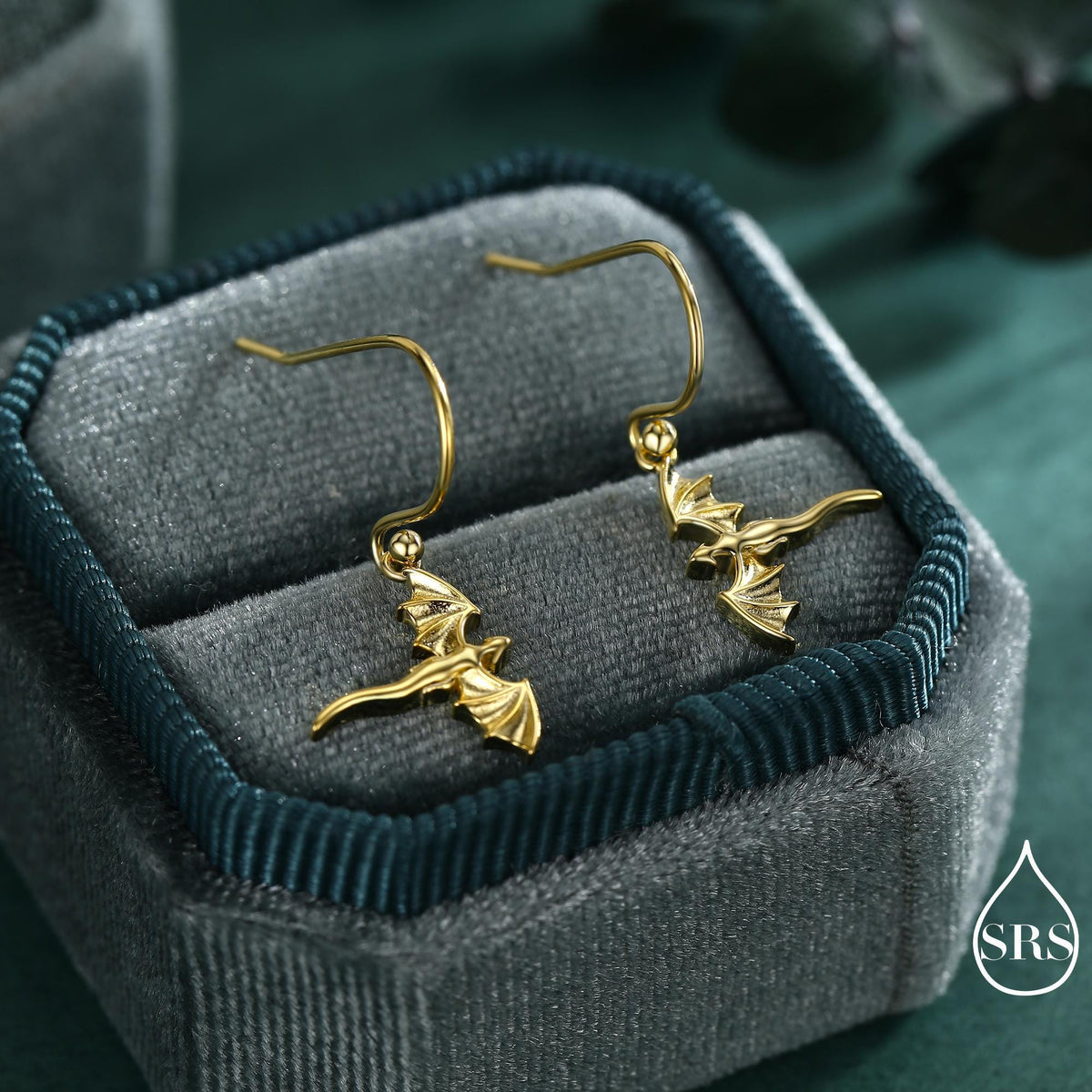 Flying Dragon Drop Hook Earrings in Sterling Silver, Silver, Gold or Rose Gold Finish, Sterling Silver Delicate Dragon Dangle Earrings