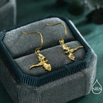 Flying Dragon Drop Hook Earrings in Sterling Silver, Silver, Gold or Rose Gold Finish, Sterling Silver Delicate Dragon Dangle Earrings