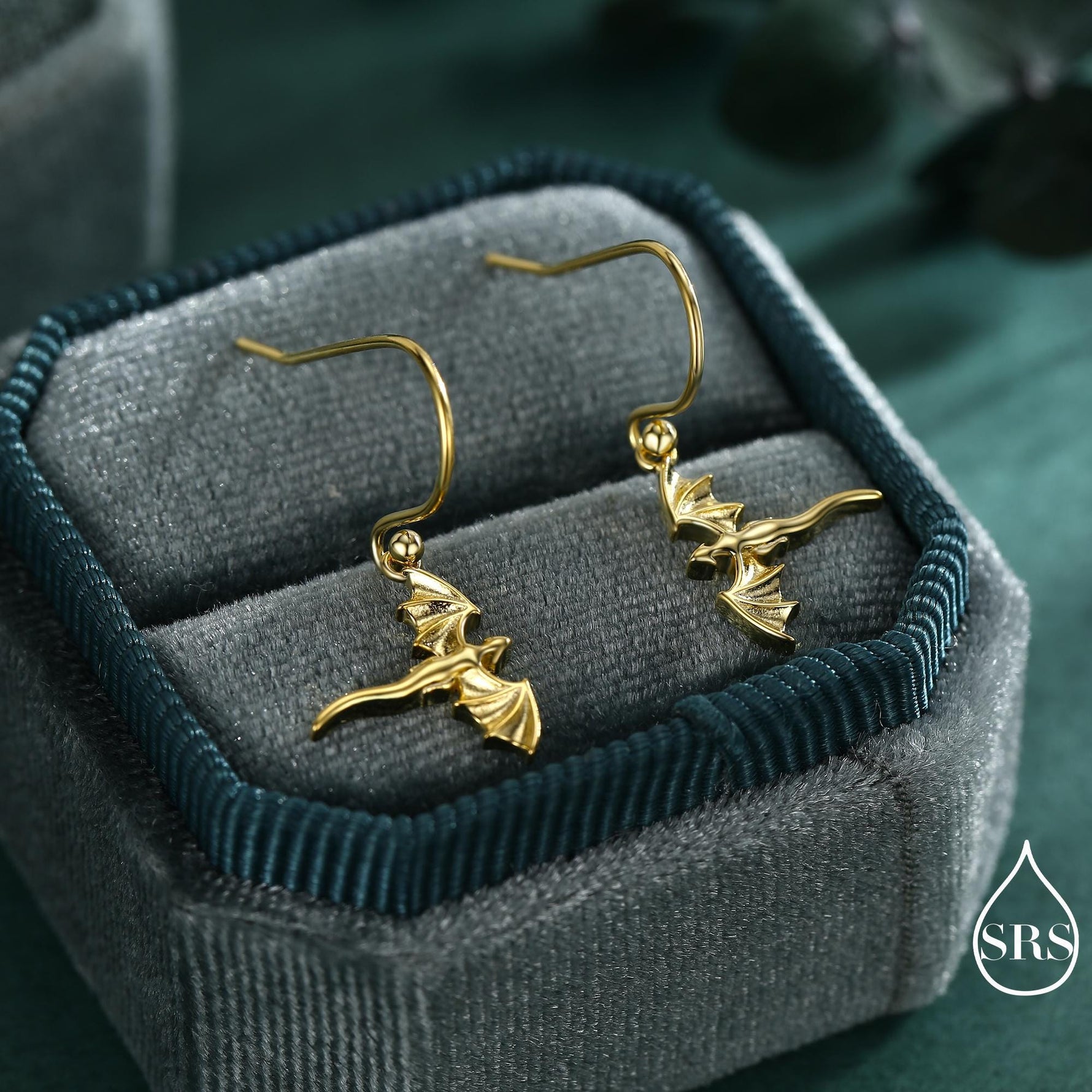 Flying Dragon Drop Hook Earrings in Sterling Silver, Silver, Gold or Rose Gold Finish, Sterling Silver Delicate Dragon Dangle Earrings