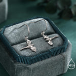 Flying Dragon Drop Hook Earrings in Sterling Silver, Silver, Gold or Rose Gold Finish, Sterling Silver Delicate Dragon Dangle Earrings