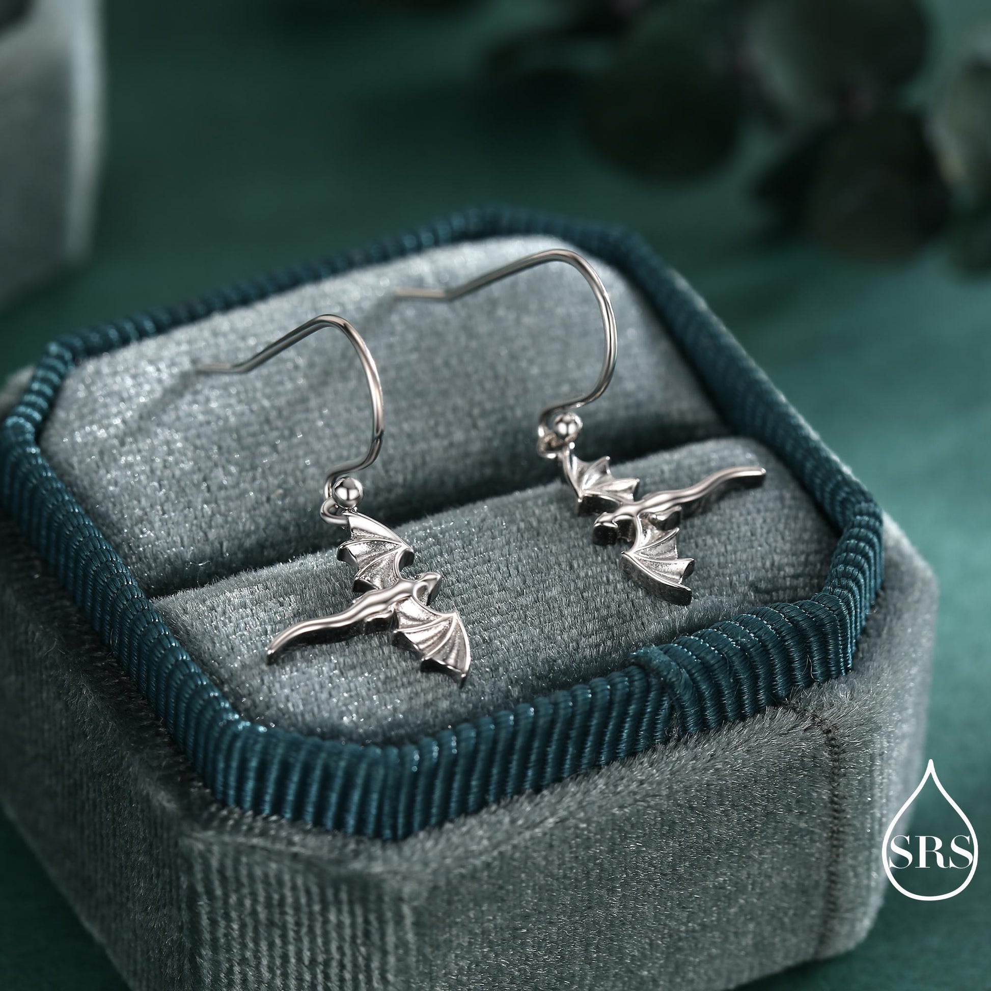 Flying Dragon Drop Hook Earrings in Sterling Silver, Silver, Gold or Rose Gold Finish, Sterling Silver Delicate Dragon Dangle Earrings