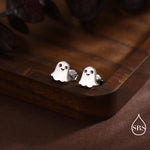 Tiny Little Cute Ghost Stud Earrings in Sterling Silver