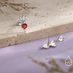 Sterling Silver Beetroot /Radish Stud Earrings – Enamel Vegetable Design, Minimalist Botanical Jewellery