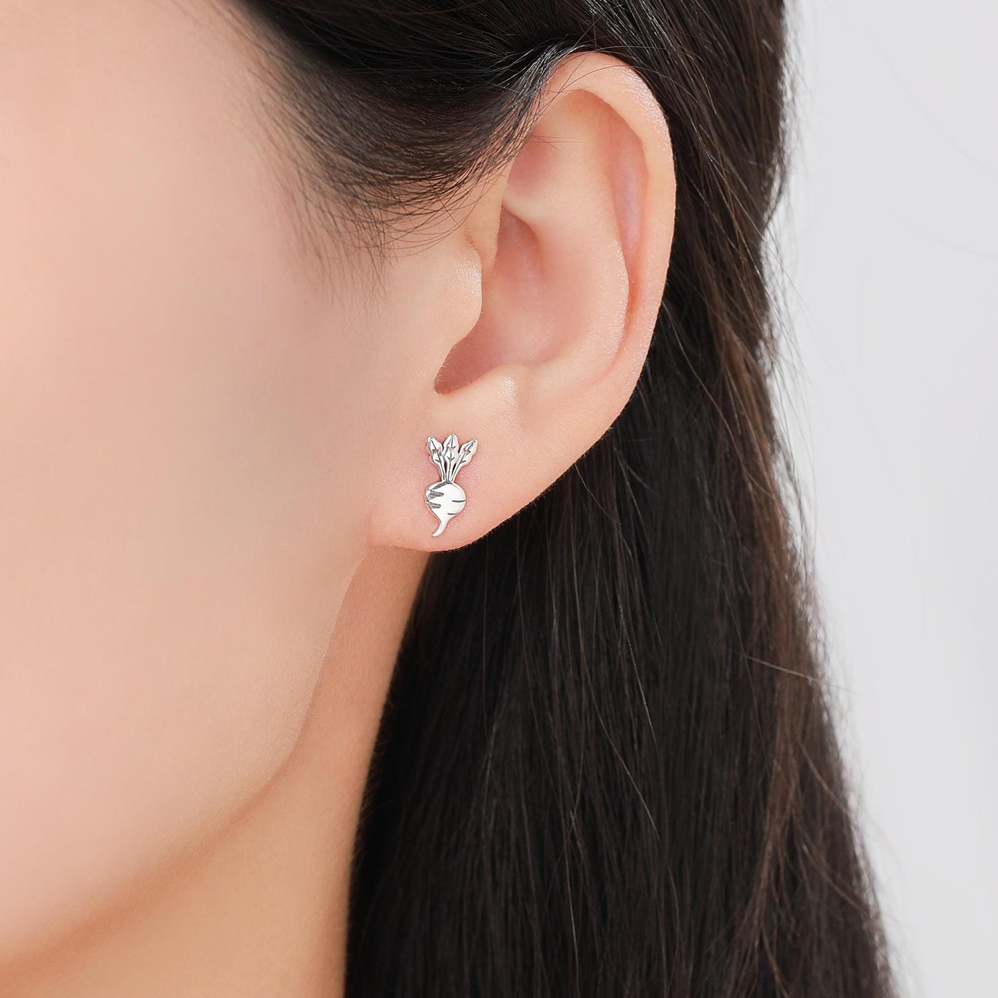 Sterling Silver Beetroot /Radish Stud Earrings – Silver or Gold or Rose Gold Finish - Vegetable Design, Minimalist Botanical Jewellery