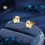 Sterling Silver Pug Stud Earrings – Cute Dog Jewellery - Enamel Puppy Earrings - Silver or Gold or Rose Gold Finish
