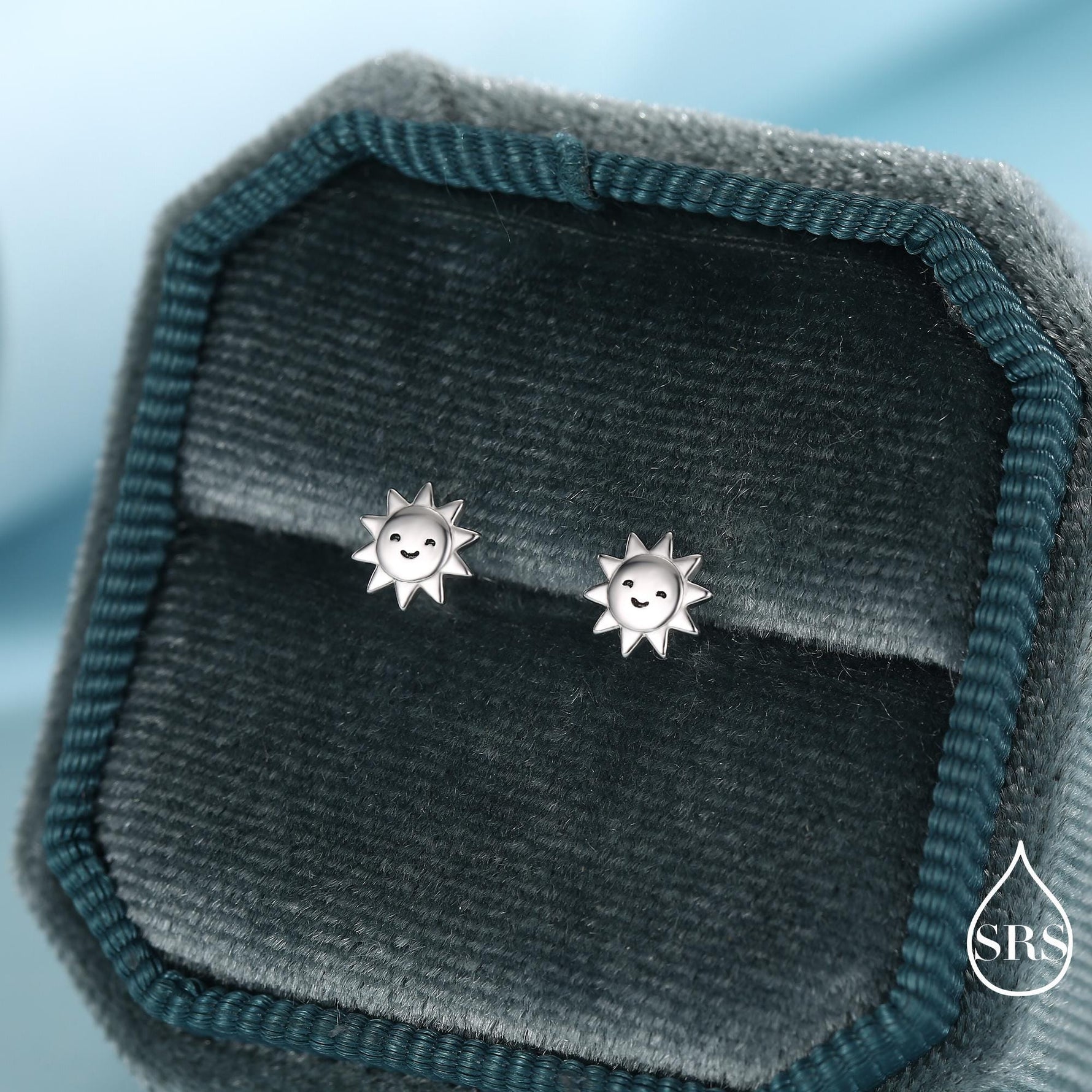 Tiny Sun Stud Earrings in Sterling Silver, Silver Gold or Rose Gold Finish, Sun Earrings, Celestial Earrings
