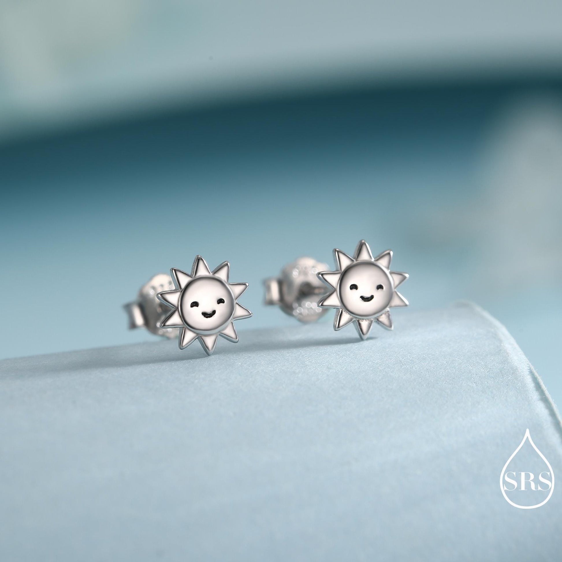 Tiny Sun Stud Earrings in Sterling Silver, Silver Gold or Rose Gold Finish, Sun Earrings, Celestial Earrings