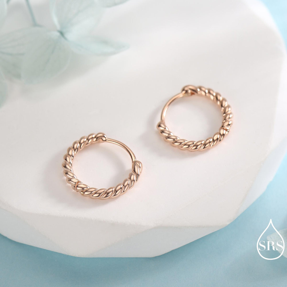 Sterling Silver Minimalist 8mm or 10mm Braided Huggie Hoops, Minimal Silver Twist Hoops, Intertwining Hoop Earrings, Dainty Hoops Earrings