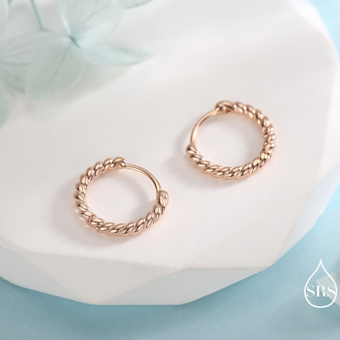 Sterling Silver Minimalist 8mm or 10mm Braided Huggie Hoops, Minimal Silver Twist Hoops, Intertwining Hoop Earrings, Dainty Hoops Earrings